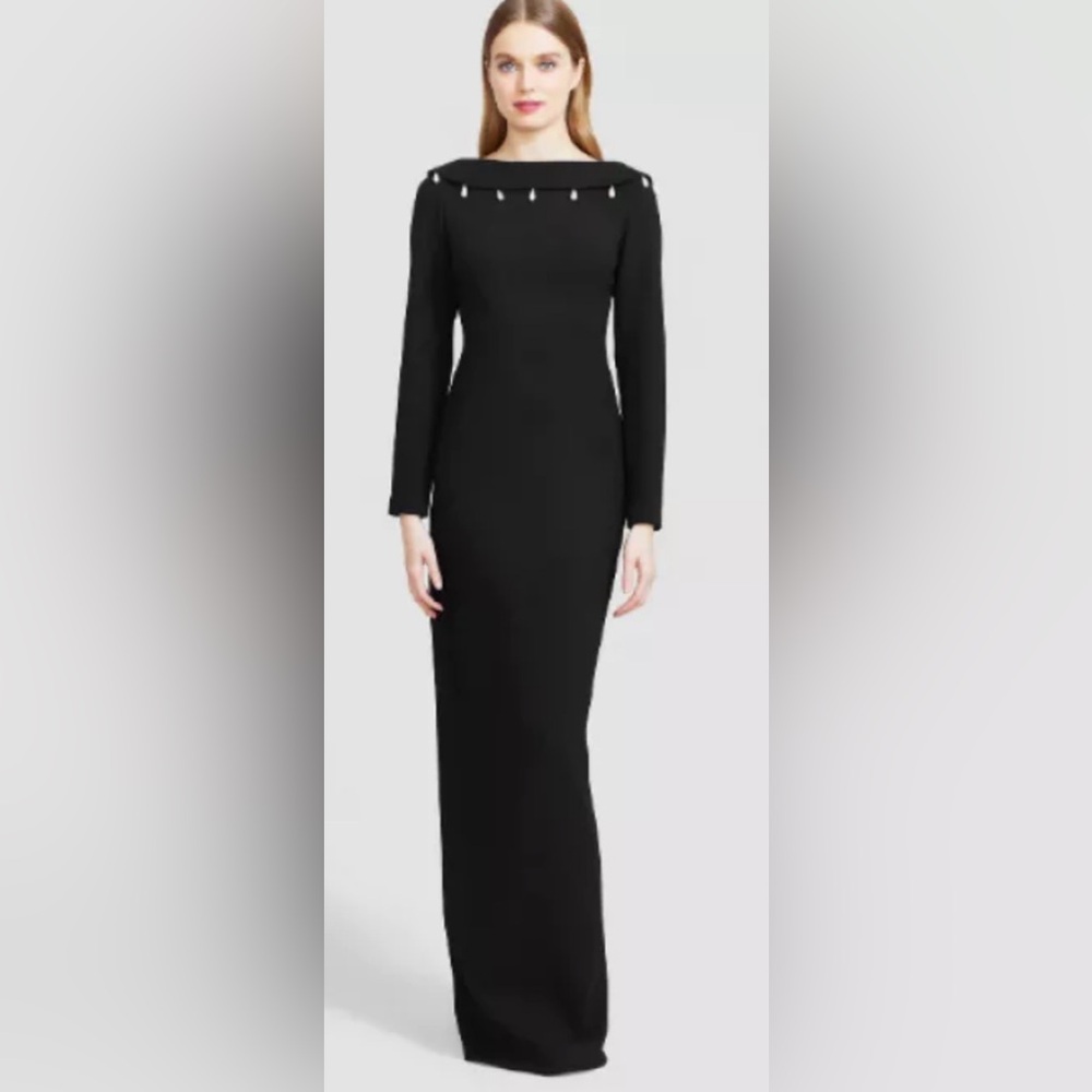 LELA ROSE Faux Pearl-Detailed Low-Back Gown